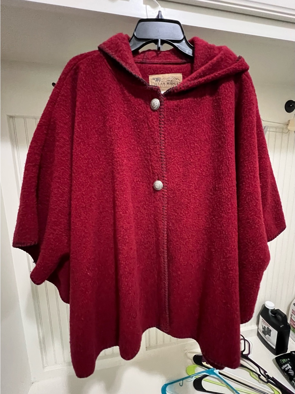 Bear Ridge Outfitters Women's Hooded Red Cape Coat with Decorative Buttons